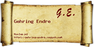 Gehring Endre névjegykártya